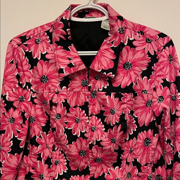 Laura Ashley Pink Floral Full Zip Jacket Size Medium - Picture 2 of 9